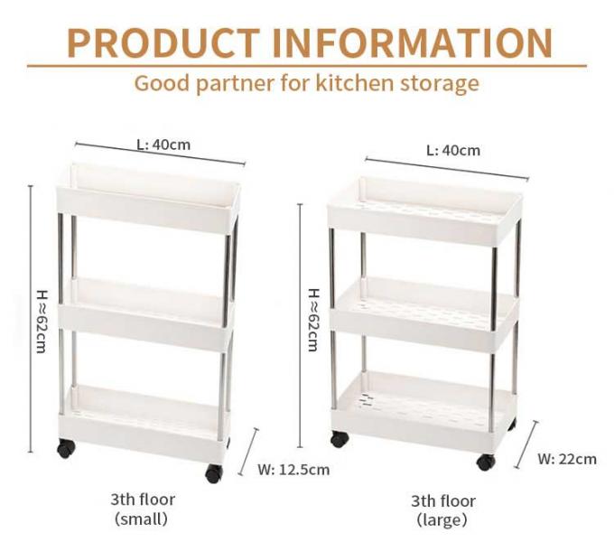Sonsill Skinny Rolling Home Storage Carts Stainless Steel Practical