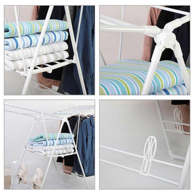 Detachable Stainless Steel Foldable Clothes Drying Rack With Wheels