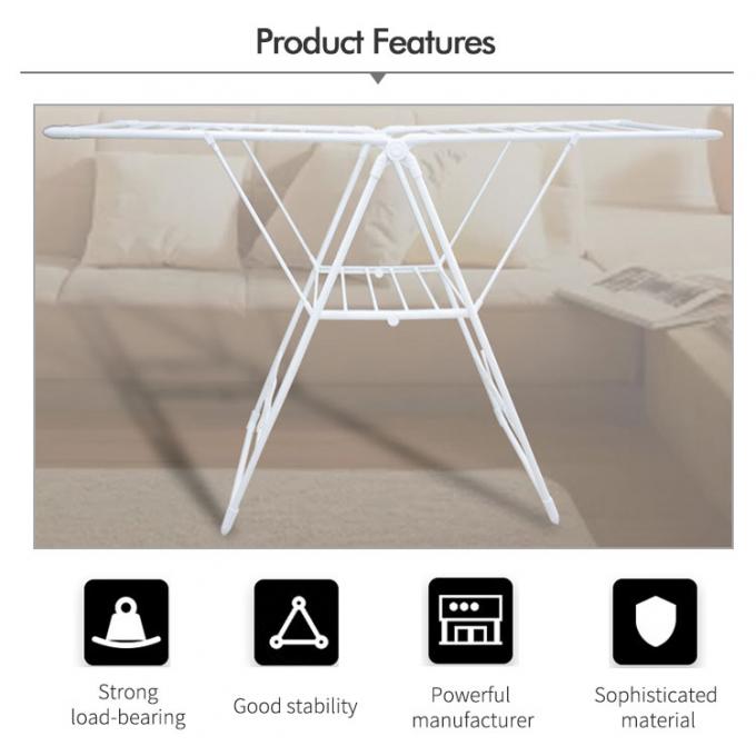 Detachable Stainless Steel Foldable Clothes Drying Rack With Wheels