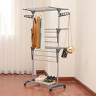 Balcony 3 Tier Folding Clothes Hanger Rack Stainless Steel Multifunctional