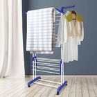 Stainless Steel 3 Tier Blue Folding Laundry Drying Rack With Two Side Wings