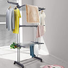 Adjustable 3 Layers Foldable Clothes Drying Rack Stainless Steel Frame
