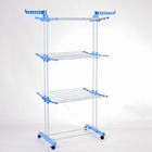 3 Tier Foldable Laundry Rack Movable With Wheels And Hooks
