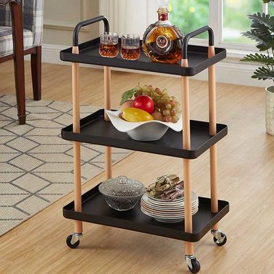 3 Tier Bathroom Kitchen Storage Cart With Wheels Plastic PP