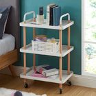Flexible Bedroom Large Plates Sturdy Metal Frame Storage Shelf Cart with Casters