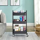 3 Tier Household Kitchen Living Room Movable Metal Storage Cart With 4 Wheels