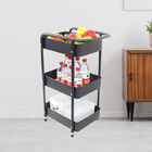 Household Moveable 3 Tier Modern Storage Trolley Cart With Locking Wheels