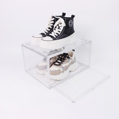 Transparent Plastic Stackable Shoe Storage Boxes Acrylic Drawer Type