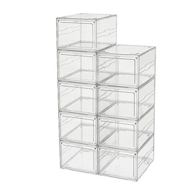 Clear Magnetic Acrylic Drop Front Shoe Storage Box Anti Corrosion