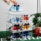 Transparent Acrylic Plastic Stackable Drop Front Clear Shoe Box For Display