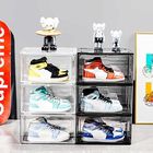 Transparent Acrylic Plastic Stackable Drop Front Clear Shoe Box For Display