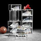 White Glass Drop Front Plastic Shoe Display Box Magnetic Stackable