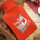 red puppy santa claus knitted covers hot water bottles for winter warm promotion