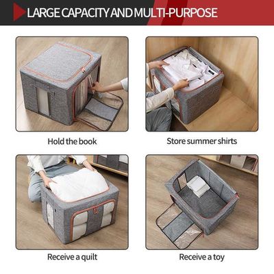 1.4KG Grey Fabric Storage Boxes With Lids , Silk Road Enterprise Odorless Fabric Cube Storage Bin