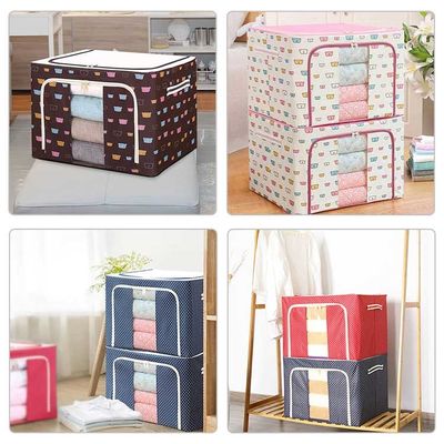 100L Dustproof Fabric Storage Box With Lid , Stackable Storage Containers For Clothes