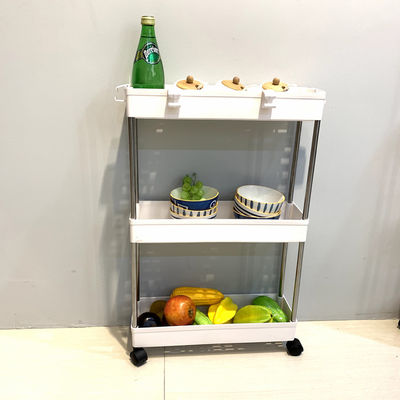 Lightweight Storage Trolley On Wheels , Detachable Slim Kitchen Carts