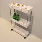 3 Tier Rolling Home Storage Carts Foldable Multi Purpose Slim Thickened 62*40*12.5cm