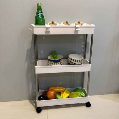 3 Tier Rolling Home Storage Carts Foldable Multi Purpose Slim Thickened 62*40*12.5cm