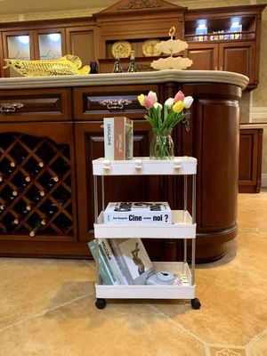 Movable Vegetable Stainless Storage Cart , Slim Rolling Bathroom Storage Carts