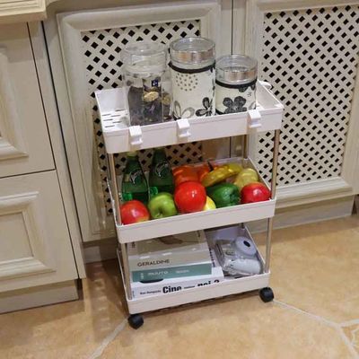 Movable Vegetable Stainless Storage Cart , Slim Rolling Bathroom Storage Carts