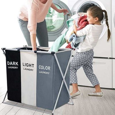 Odorless Silk Road Enterprise 3 Section Laundry Tote , Lightweight Dirty Clothes Hampers