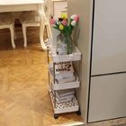 Movable 3 Tier Kitchen Organizer Trolley , Multifunctional Rolling Storage Carts