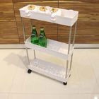 Plastic Sundries Rolling Home Storage Carts With 4 Universal Wheels Flexible Moving