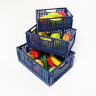 Odorless Collapsible Plastic Storage Crate , Drainable Foldable Plastic Basket