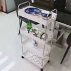 Odorless 4 Tier Utility Home Storage Carts With Rotatable Casters Hollow Carved