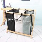 Bamboo Frame Reusable Collapsible Laundry Hamper X Shape Detachable Oxford Cloth