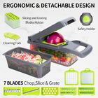 Mulitfunction 7 Shape Blades Green Vegetable Chopper With Container