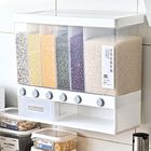 Transparent Wall Mounted 6 Grid Cereal Dispenser With Measuring Cup
