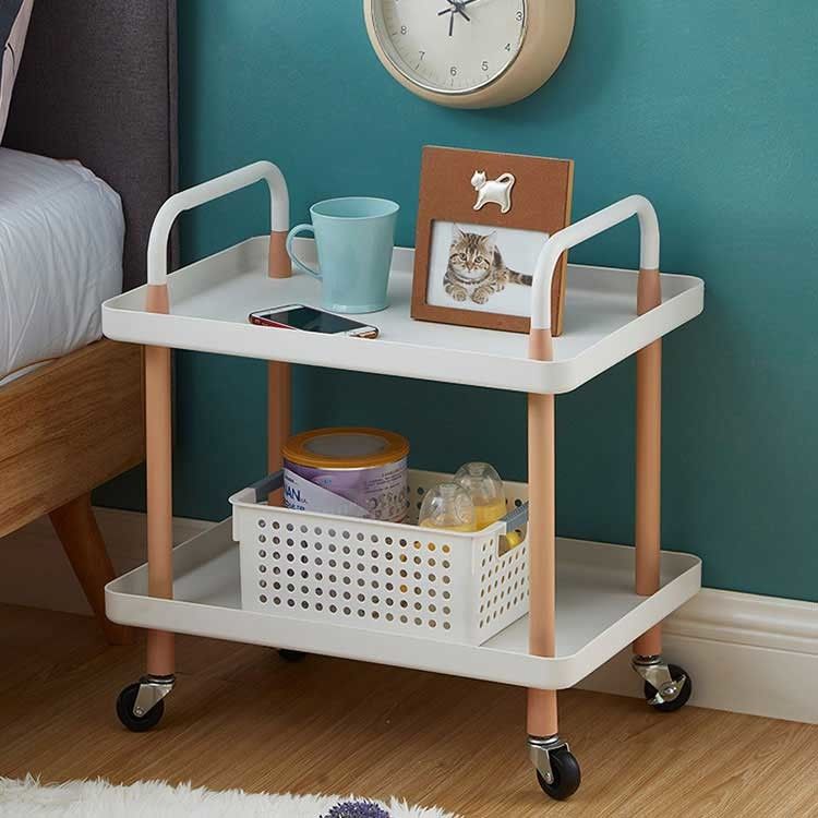 Flexible Bedroom Large Plates Sturdy Metal Frame Storage Shelf Cart with Casters