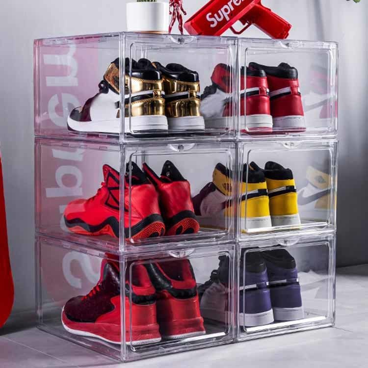 Household Acrylic Drop Front Shoe Box Transparent Stackable
