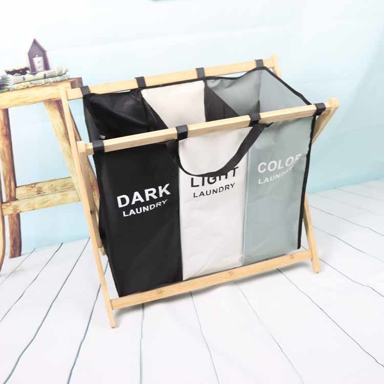 Reusable Folding Collapsible Laundry Hamper For Clothes Socks Sturdy Bamboo Wood