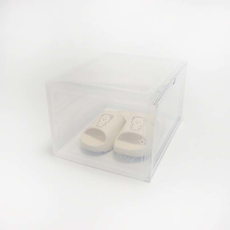 Magnetic Thickened Transparent Shoe Box , Side Open Door Stackable Shoe Bin