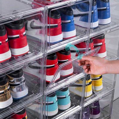 Transparent Plastic Acrylic Drop Front Shoe Box Stackable